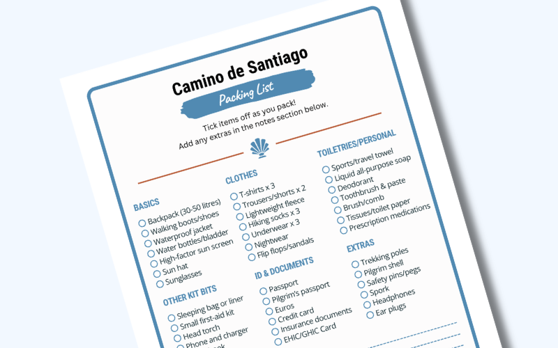 Cover of the Camino de Santiago Packing List PDF